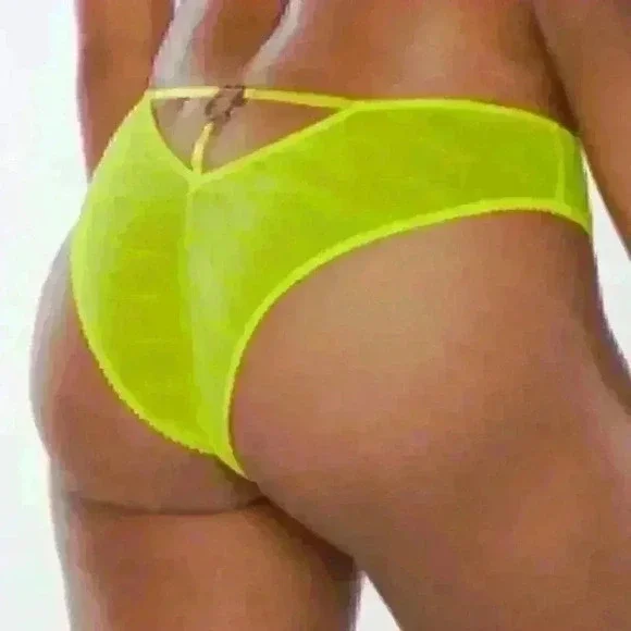 😍 NWT 😍 Savage x Fenty Flocked Logo Brazilian Panty, Acid Lime, Size Small - Picture 7 of 8